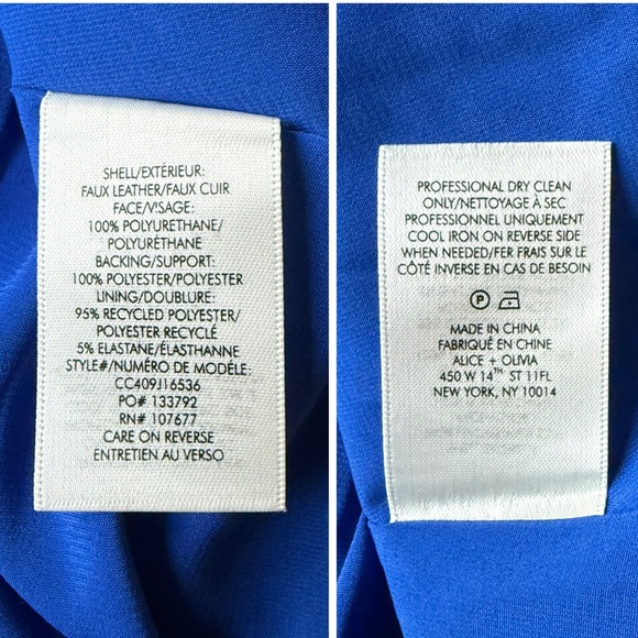 Alice + Olivia Shirley Faux-Leather Mini Shirtdress in Royal Size 2 - Picture 12 of 16